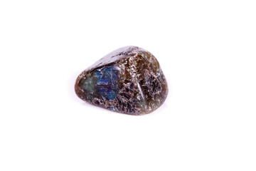 Macro mineral stone Labradorite on white background