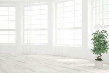 Obraz na płótnie Canvas White empty room. Scandinavian interior design. 3D illustration