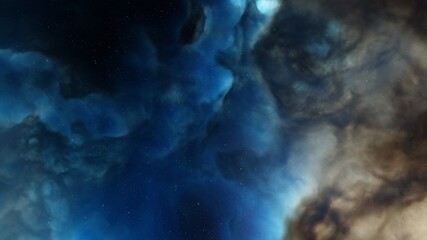 nebula gas cloud in deep outer space, colorful space background with stars, 3d render