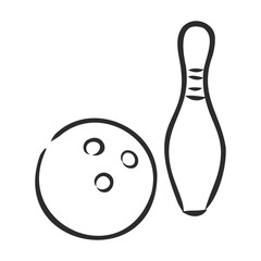 Bowling skittles and ball sketch vector illustration