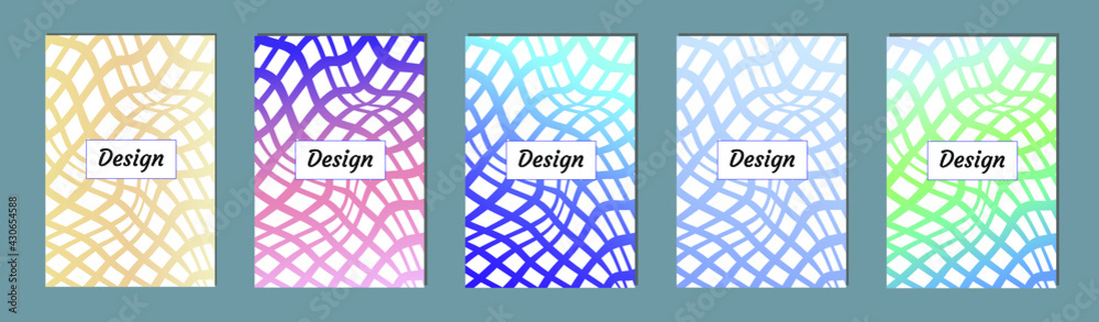 Poster set of modern abstract backgrounds with gradient linear waves. simply geometric template for design