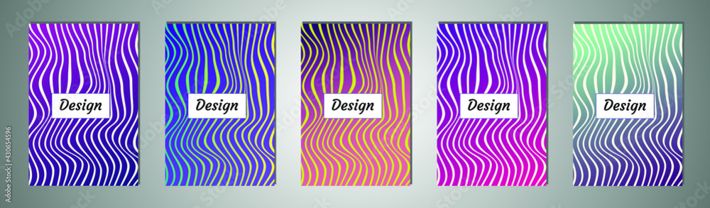 Poster set of modern abstract backgrounds with gradient linear waves. simply geometric template for design