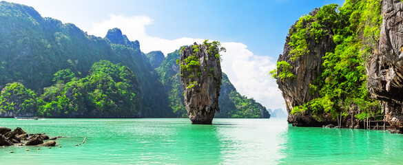 Travel photo of James Bond island in Phang Nga bay, Thailand.
