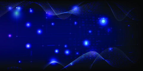 Perspective of digital cyberspace abstract blue futuristic background banner and wallpapers.Vector illustrations.