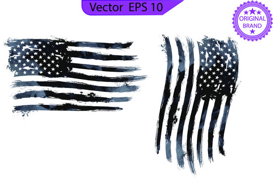 USA Flag, watercolor flag - Distressed American flag, Us flags. EPS 10, Clip art,	
