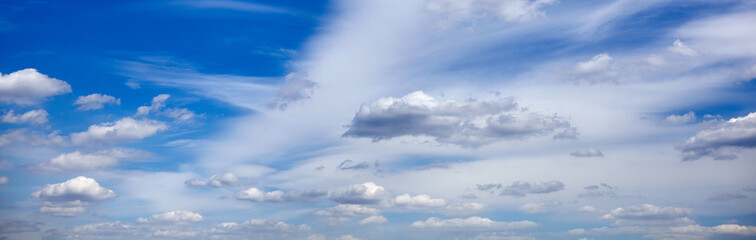 Abstract image of blurred sky. Blue sky background with cumulus clouds
