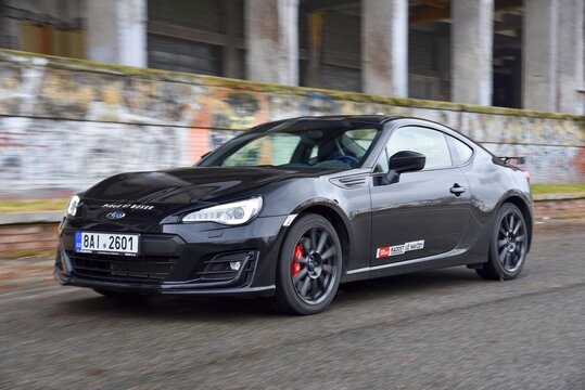 Subaru BRZ. Final edition for Europe. Car while driving. 03-10-2021, Prague, Czech Republic.