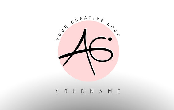 Handwritten Letters AG a g Logo with rounded lettering and pink circle background design.