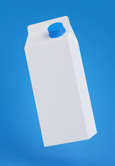 3d render of white milk carton for product display