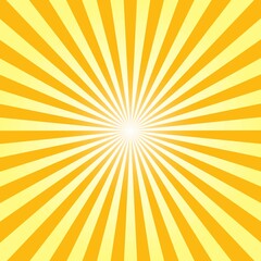 Yellow Sunburst Pattern Background. Rays. Sunburst background. Vector illustration. Yellow radial background.	