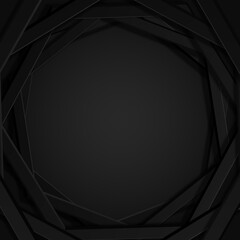 Abstract dark hexagonal frame background.
