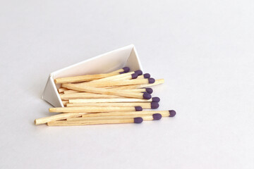 Matches fell out of the box on a white background