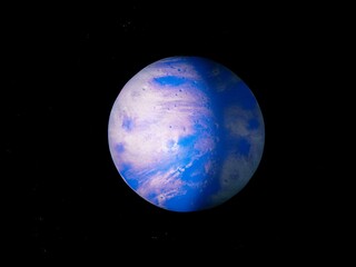 Exoplanet in deep space, alien planet with stars, space background. 