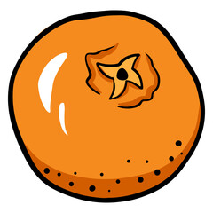 Mandarin. Citrus fruits. Vitamin C. Cartoon style.