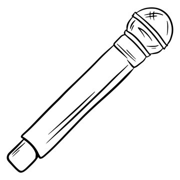 Handheld microphone. Devices for increasing the volume of the voice. Cartoon style.