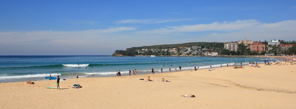 Sandy Manly beach, Sydney. Popular surf spot.