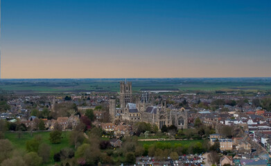 Obraz premium An aerial view of the magnificent Ely Cathedral in Cambridgeshire, UK