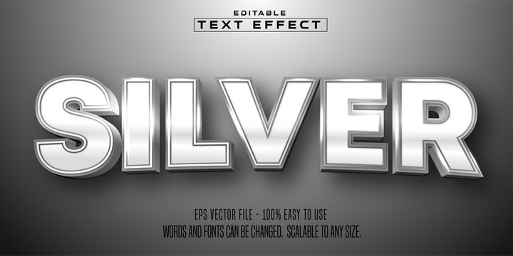 Silver metalic stlye editable text effect