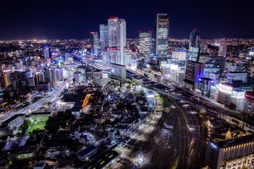 Obraz premium 名古屋 グローバルゲートからの名古屋駅方面の夜景