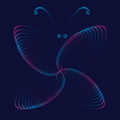 Butterfly. Dotted Halftone Vector in doodle style image