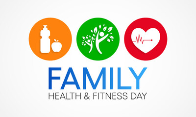 Vector illustration on the theme of Family health and fitness day observed every year during June.