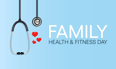 Vector illustration on the theme of Family health and fitness day observed every year during June. - obrazy, fototapety, plakaty