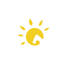 Sun and home (white negative space) for solar company 