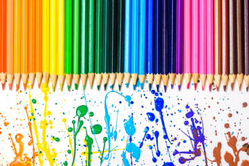 Colored pencils of various colors, Color background