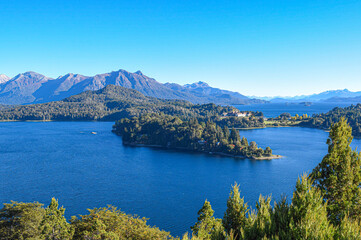 Panoramic view of the beautiful mountainous landscape with the lakes
