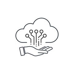 Cloud software optimization . Vector linear icon isolated on white background.