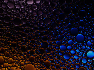 Oil bubbles on the water surface