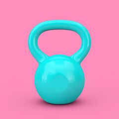 Naklejka na ściany i meble Fitness Concept. Blue Iron Dumbbell Weight in Duotone Style. 3d Rendering