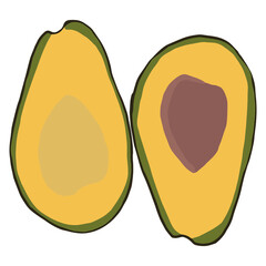 halves of an avocado. breakfast. proper nutrition. vector eps 10