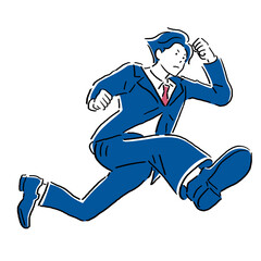 スーツで走るビジネスマン　
