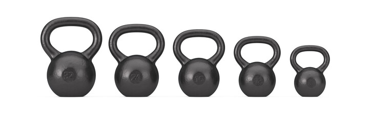 Naklejka na ściany i meble Fitness Concept. Set of Black Iron Dumbbell Weights. 3d Rendering