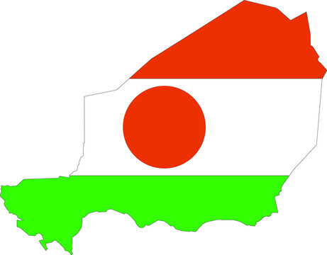 recommend clip art: Simple flat flag map of the Republic of Niger