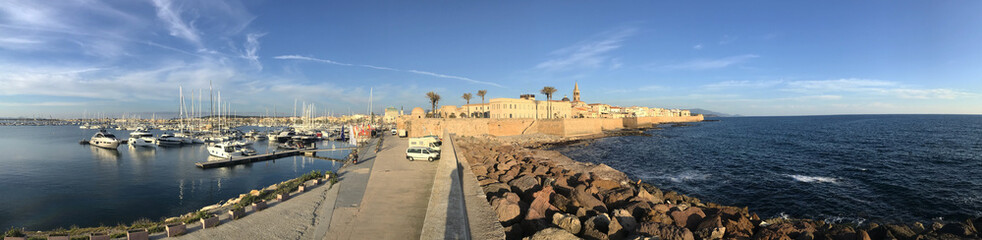 seafront bastion in alghero, sardinia, italy