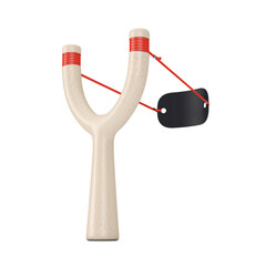 Danger Wooden Slingshot Toy Weapon. 3d Rendering