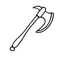 Short battle axe in doodle style isolated.