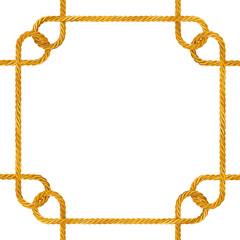 Yellow Golden Rope Knot Frame with Blank Space for Your Design. 3d Rendering