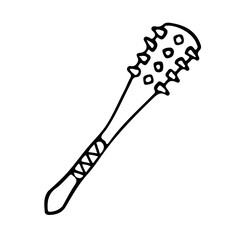 A spiked savage club in doodle style isolated.