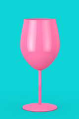 Pink Wine Glass in Duotone Style. 3d Rendering