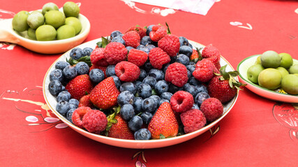 Berries plate - red and blue