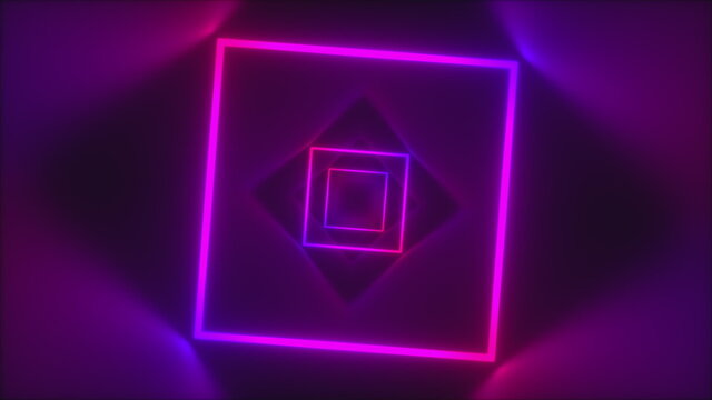 Geometric 3d render cubic lines rotate in plasmoid space. Vrtual corridor transition parallel dimension with bright gradient. Meditative tracery with dynamic smooth textures.