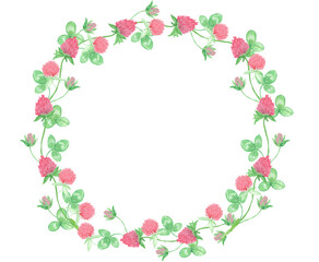 Fototapeta na wymiar pink clover wreath