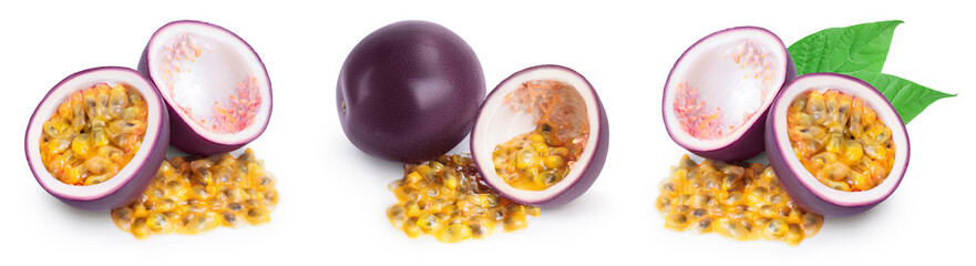 passion fruit isolated on white background. maracuya with full depth of field