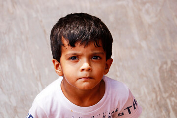 three year age indian baby boy in close up look