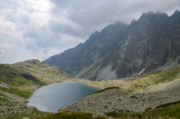 Mountain lake Small Hincovo pleso, in Mengusovska valley, in the national park of High Tatras - Slovakia