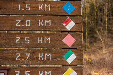 Colors representing different walking paths..