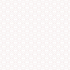 Subtle vector abstract geometric pattern with linear shapes, small rhombuses, diamonds. Stylish minimal light pink and white geo texture. Modern minimalist background. Repeat design for decor, textile